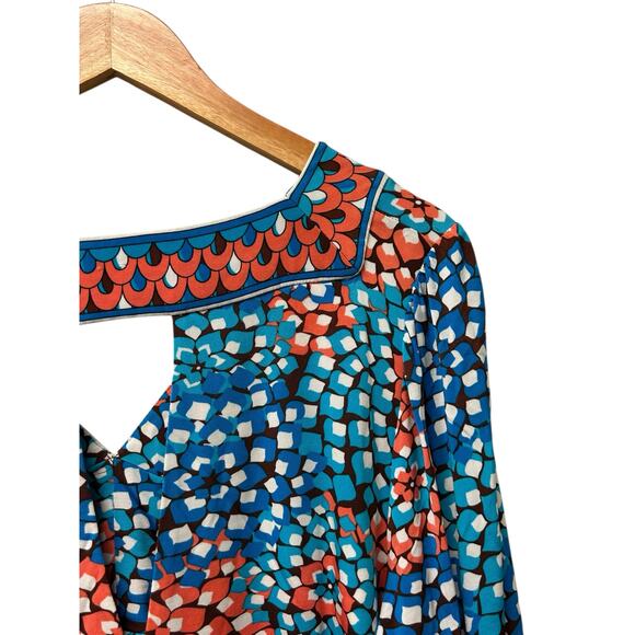 ECI New York 1X Floral V Neck Top 3/4 Sleeve Keyhole Back Side Zip Plus Size - Picture 6 of 9